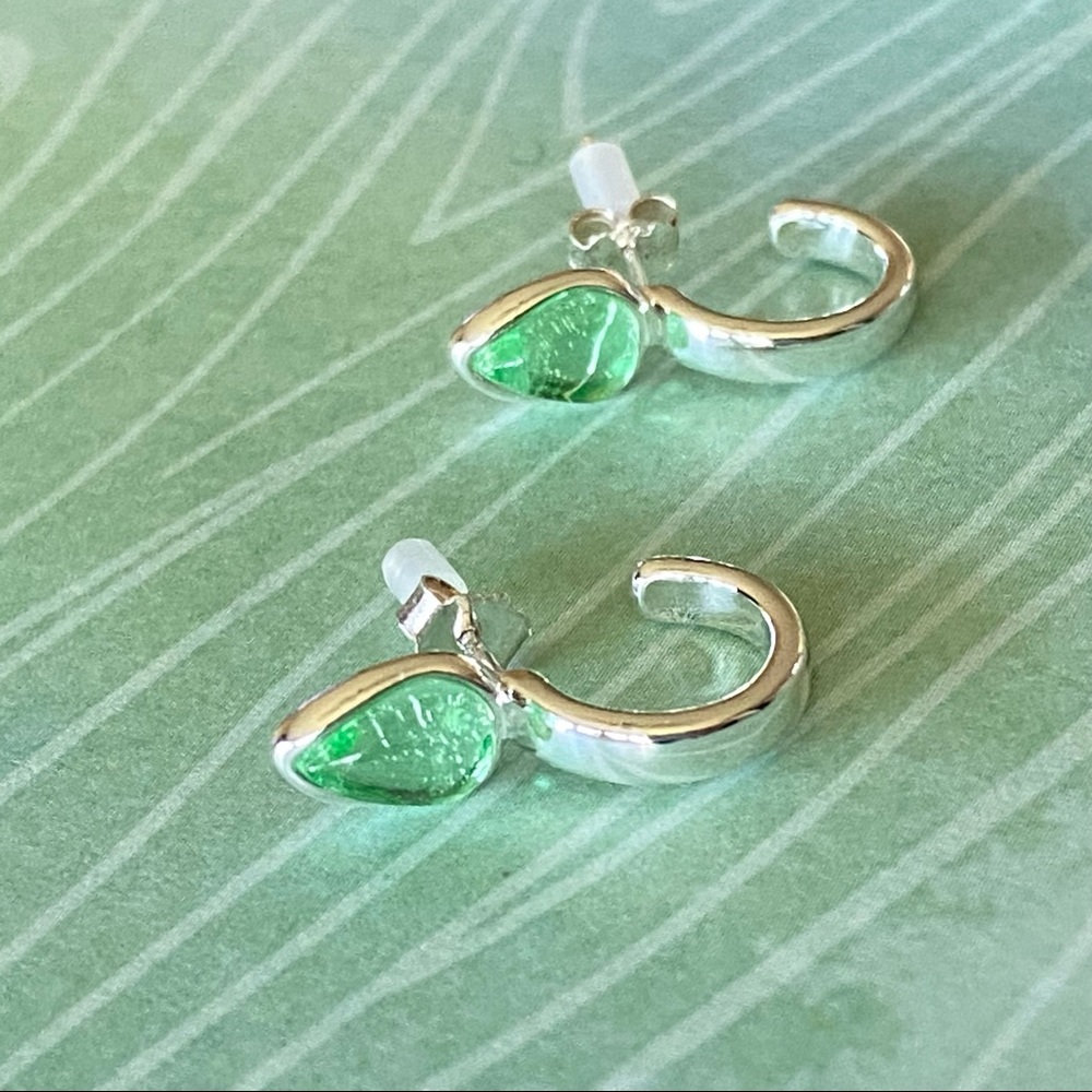💐3 x HOST PICK💐 NWT Lucky Brand Green Fluorite Sterling Hoop Earrings